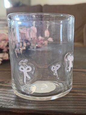 Madison Home Icon Glass Tumbler with Pink Bow Accents
